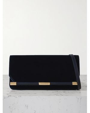 Victoria Beckham 202 Leather-Trimmed Velvet Clutch - Black