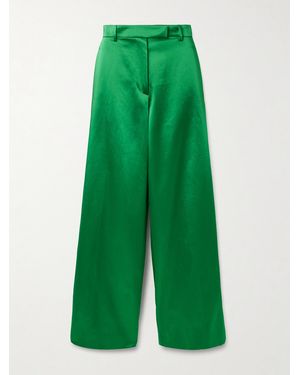 Dries Van Noten Cotton-Blend Satin Straight-Leg Pants - Grün