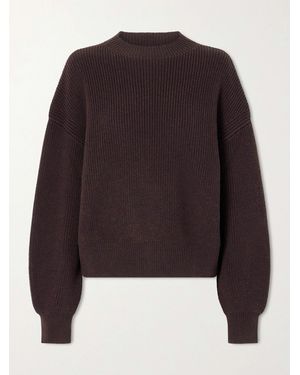 Another Tomorrow Ribbed Merino Wool Sweater - Braun
