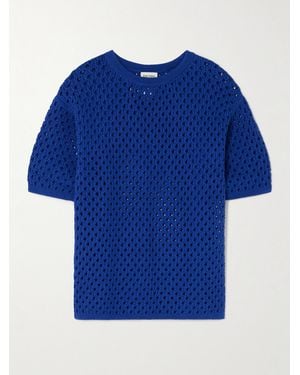 Escvdo Espina Crocheted Cotton T-Shirt - Blue