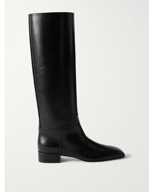 Christen Classic Square Leather Knee Boots - Black