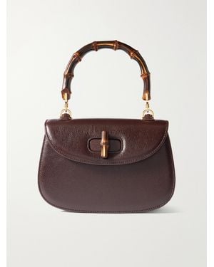 Gucci Bamboo 1947 Small Textured-Leather Tote - Braun