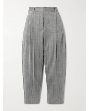 Stella McCartney Verkürzte Karottenhose Aus Twill Aus Einer Wollmischung Mit Nadelstreifen Und Falten - Grau