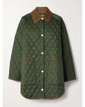 Barbour Liddesdale Cotton Corduroy-Trimmed Padded Quilted Shell Jacket - Green