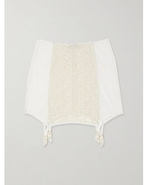 Kiki de Montparnasse Lola Silk-Blend Satin-Trimmed Embroidered Tulle Garter Skirt - White