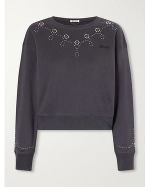 Bode Studded Embellished Cotton-Jersey Sweatshirt - Blue
