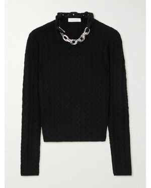 Rabanne Chain-Embellished Cable-Knit Stretch Wool And Cashmere-Blend Jumper - Black
