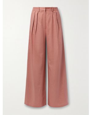 Miguelina River Hose Mit Weitem Bein Aus Einer Leinen-Baumwollmischung Mit Bundfalten - Pink