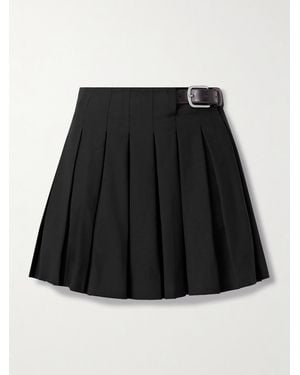 Sea Adeline Belted Pleated Crepe Mini Skirt - Black
