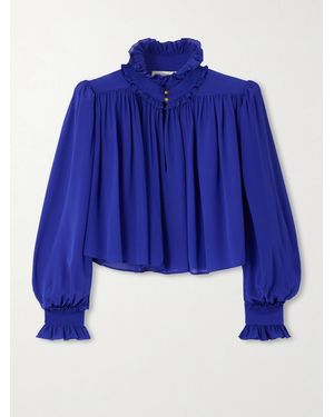 Chloé Ruffled Silk-Georgette Blouse - Blue