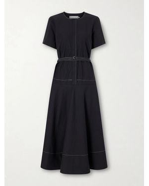 Proenza Schouler Elizabeth Belted Poplin Maxi Dress - Black