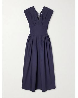 Rosie Assoulin In Full Bloom Gathered Cotton-Taffeta Midi Dress - Blue