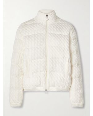 Moncler Quilted Padded Cable-Knit Cotton-Blend Down Jacket - Natural