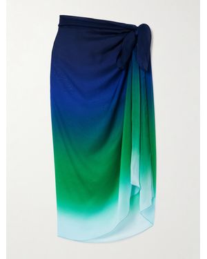 Lido Dégradé Silk-Chiffon Pareo - Blue