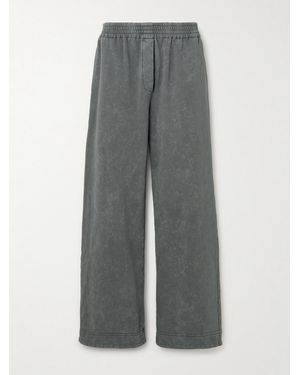 Magda Butrym Acid-Wash Cotton-Blend Jersey Track Trousers - Grey