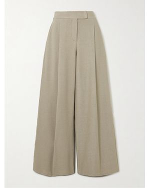 Max Mara Aereo Pleated Metallic Cotton-Blend Jacquard Wide-Leg Trousers - Natural