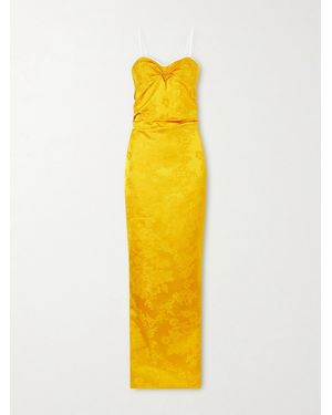 Colleen Allen Floral-Jacquard Cotton-Blend Gown - Yellow