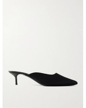 STAUD Sebastian Satin Mules - White