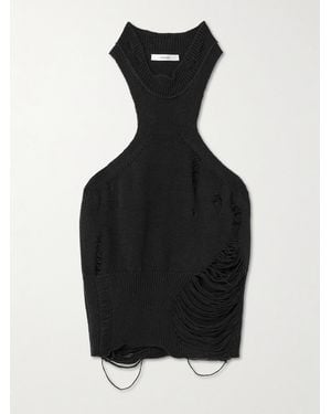 Haikure Distressed Cotton And Wool-Blend Tank - Black