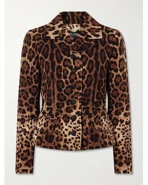 Dolce & Gabbana Leopard-Print Wool Blazer - Brown