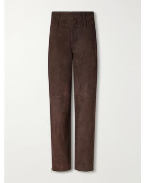 Co. Panelled Suede Tapered Trousers - Brown