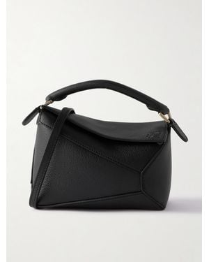 Loewe Puzzle Edge Mini Schultertasche Aus Strukturiertem Leder - Schwarz