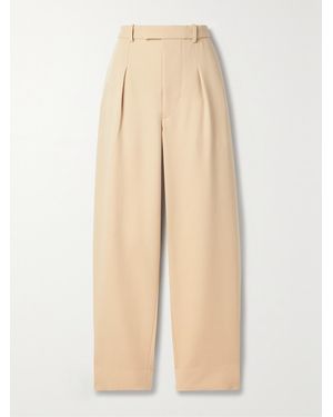 Wardrobe NYC Hailey Bieber Pleated Wool Wide-Leg Trousers - Natural