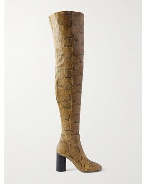 Isabel Marant Lelta Snake-Effect Leather Over-The-Knee Boots - Natural