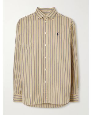 Polo Ralph Lauren Logo-Embroidered Striped Cotton Shirt - Natural