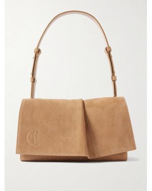 Christian Louboutin Baggy Kleine Schultertasche Aus Veloursleder Mit Logoprägung - Natur