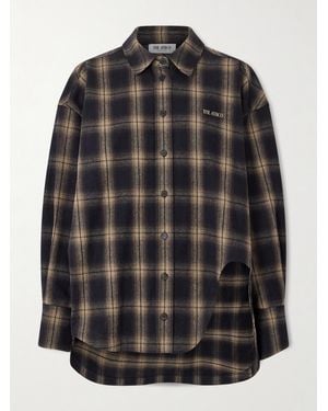 The Attico Oversized Checked Cotton-Flannel Shirt - Black