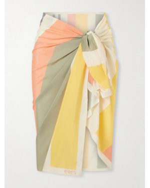 Eres Croquant Striped Cotton And Silk-Blend Sarong - Yellow
