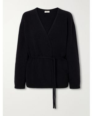 Almala Fez Belted Merino Wool And Cashmere-Blend Cardigan - Black