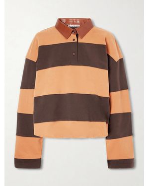 Acne Studios Folio Leather-Trimmed Striped Cotton-Jersey Sweatshirt - Orange