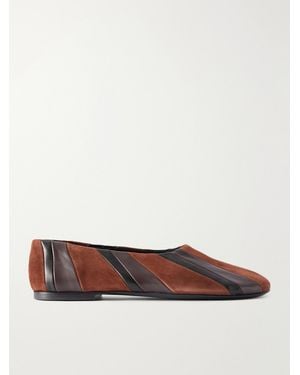 Proenza Schouler Glove Panelled Leather And Suede Ballet Flats - Brown