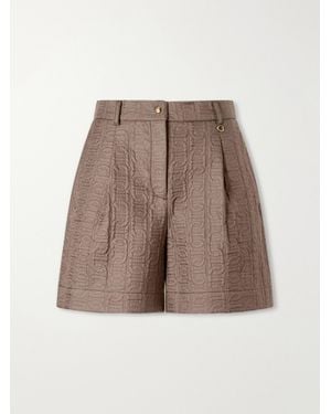 Moncler Logo-Printed Jacquard Shorts - Brown