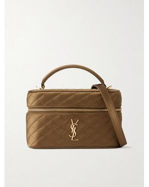 Saint Laurent Gaby Satin Shoulder Bag - Brown