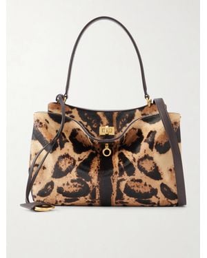 Balenciaga Rodeo Leopard-Print Leather-Trimmed Pony Hair Shoulder Bag - Multicolour