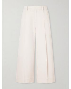 Brunello Cucinelli Cotton-Blend Wide-Leg Trousers - White