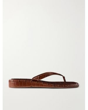 Loeffler Randall Lina Croc-Effect Leather Thong Sandals - Brown