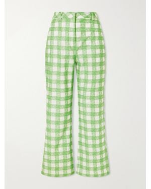Rosie Assoulin Easy Does It Checked Cotton Straight-Leg Trousers - Green
