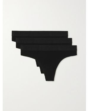 CDLP Net Sustain Set Of Three Tencel Lyocell-Blend Thongs - Black