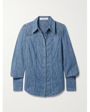 Another Tomorrow Net Sustain Organic Cotton-Chambray Shirt - Blue
