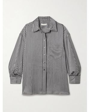 Suzie Kondi Kappa Striped Silk-Satin Shirt - Grey