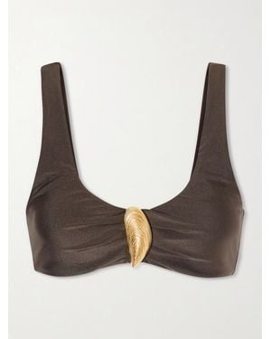 Jonathan Simkhai Veyra Embellished Bikini Top - Brown
