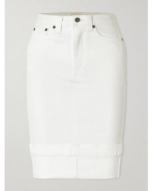 KHAITE Kendra Denim Midi Skirt - White