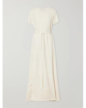 Brunello Cucinelli Belted Poplin Gown - White