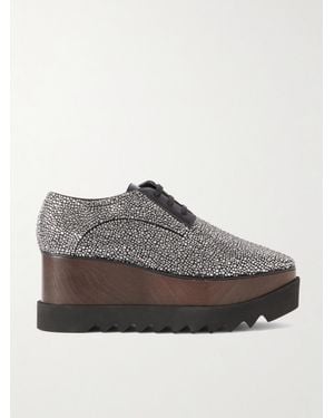 Stella McCartney Elyse Crystal-Embellished Vegan Leather Platform Brogues - Grey