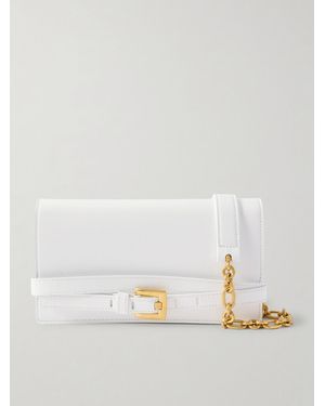Balmain Shuffle Buckled Leather Shoulder Bag - White