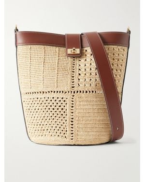 Anya Hindmarch Leather-Trimmed Raffia Crossbody Bag - Natural